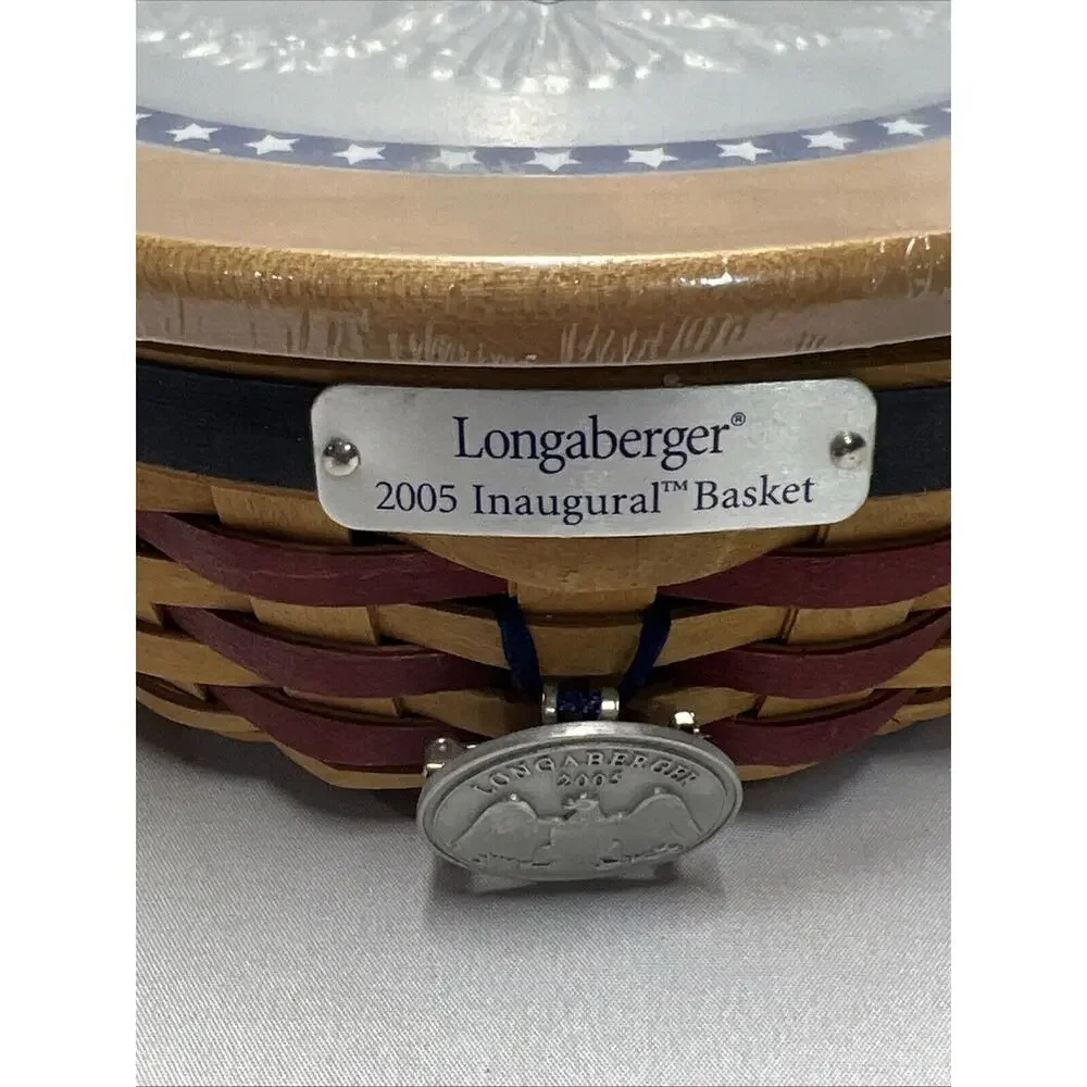 2005 Longaberger Inaugural Basket w/Lid & Tie-On 7.25